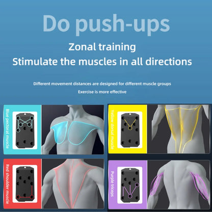 Folding Push-Up Board with Resistance Bands Black