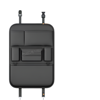 6-Pocket Car Backseat Organizer Waterproof PU Leather Storage Bag Black