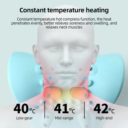 Electric Neck Stretcher Pulse Cervical Traction Pillow EMS Massage Blue