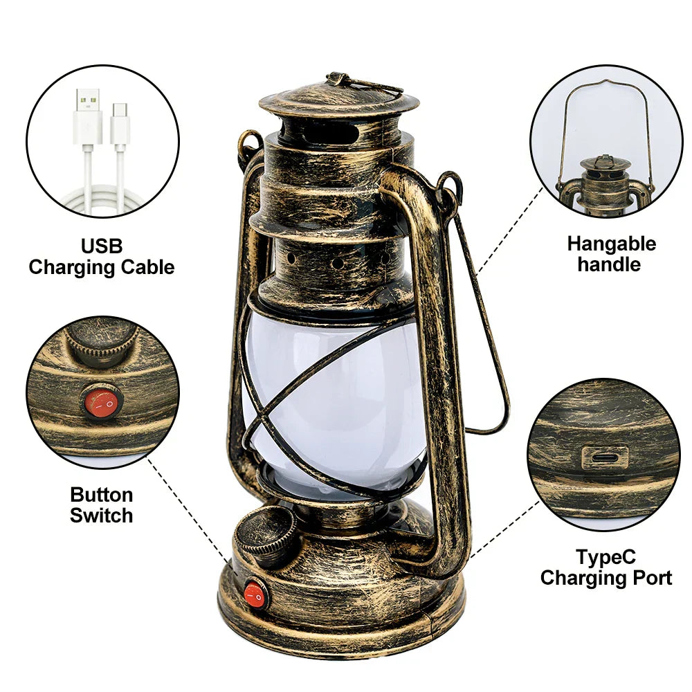 Vintage LED Metal Hanging Lantern
