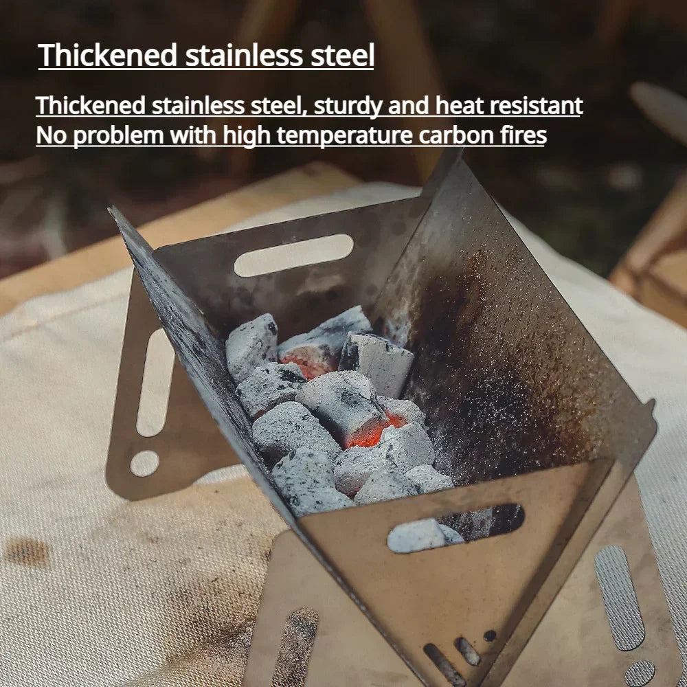 Portable Foldable Barbecue Grill Heating Stove Multi functional Camping Grid Firewood Stove Stainless Steel Grill