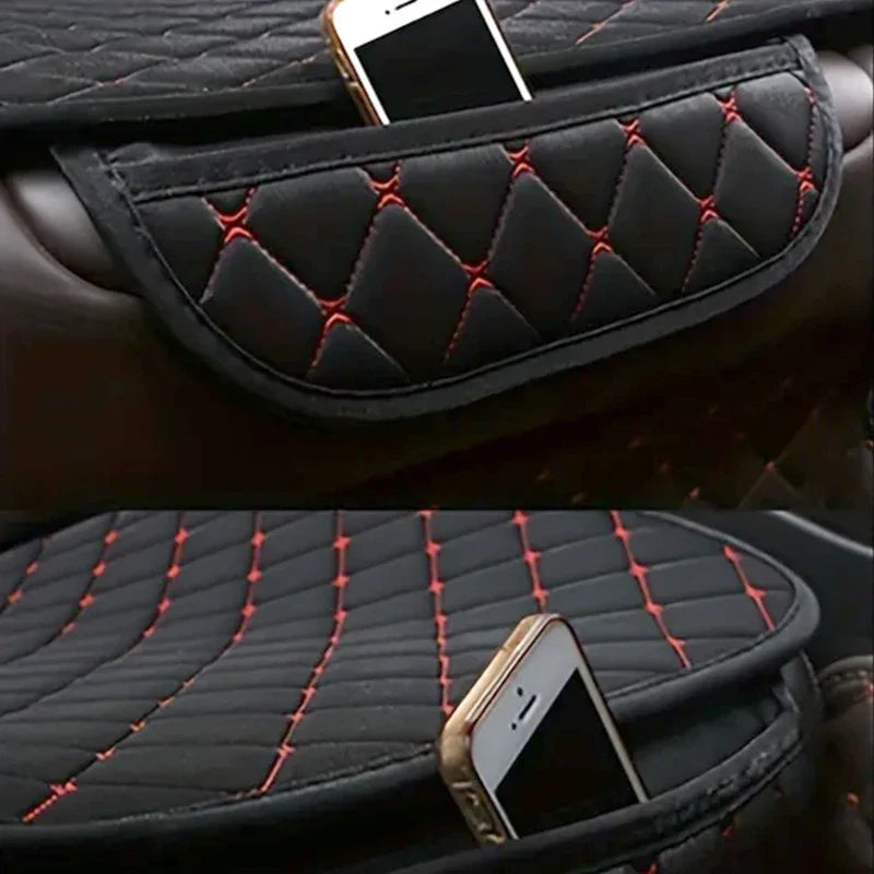 3-Piece Universal Car Seat Covers Breathable Cotton Linen Cushion Set Black