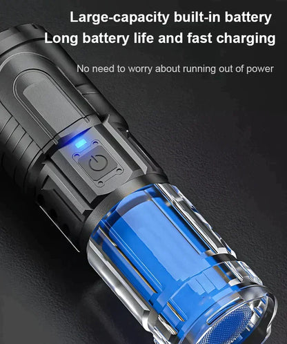 LED White Laser Telescopic Zoom Flashlight