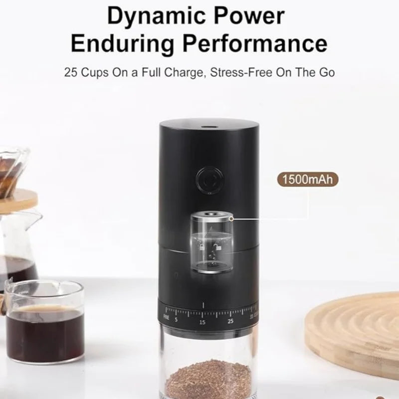 Portable Electric Coffee Grinder 38 Setting Adjustable Ceramic Burr Black