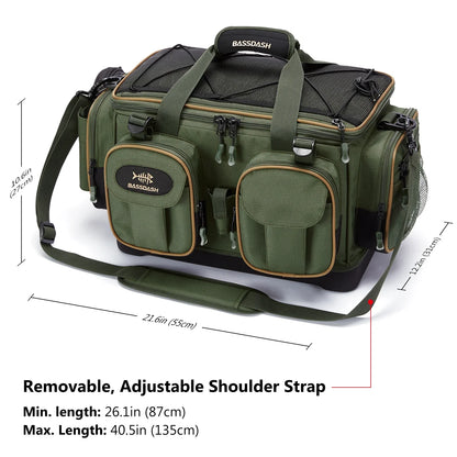 Fishing Tackle Shoulder Bag with Rain Cover Army Green