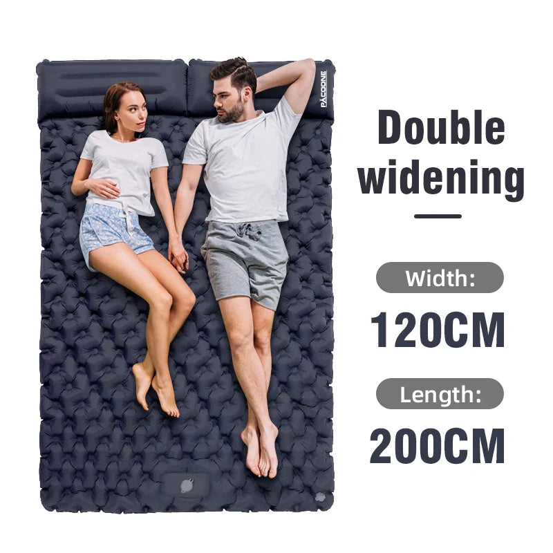 Extra-Wide Double Inflatable Camping Mattress Folding Pad Blue