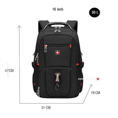 Waterproof Backpack with USB Charging PortRucksack Black