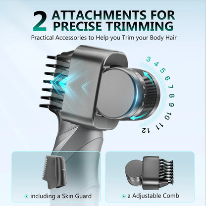 Electric Body Hair Trimmer IPX5 Waterproof Groomer Clipper Black