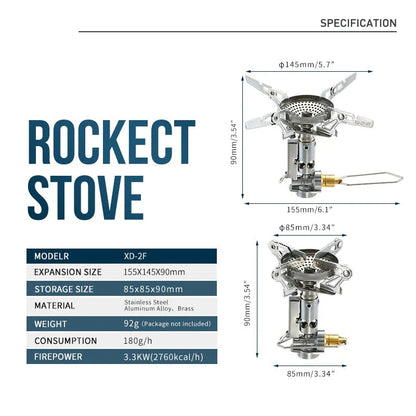 Adjustable Mini Camping Gas Stove  Split-Type Burner Silver
