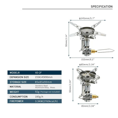 Adjustable Mini Camping Gas Stove Silver