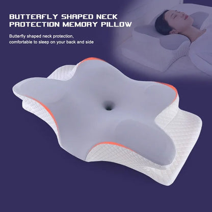 Butterfly Memory Foam Pillow Neck Support Grey