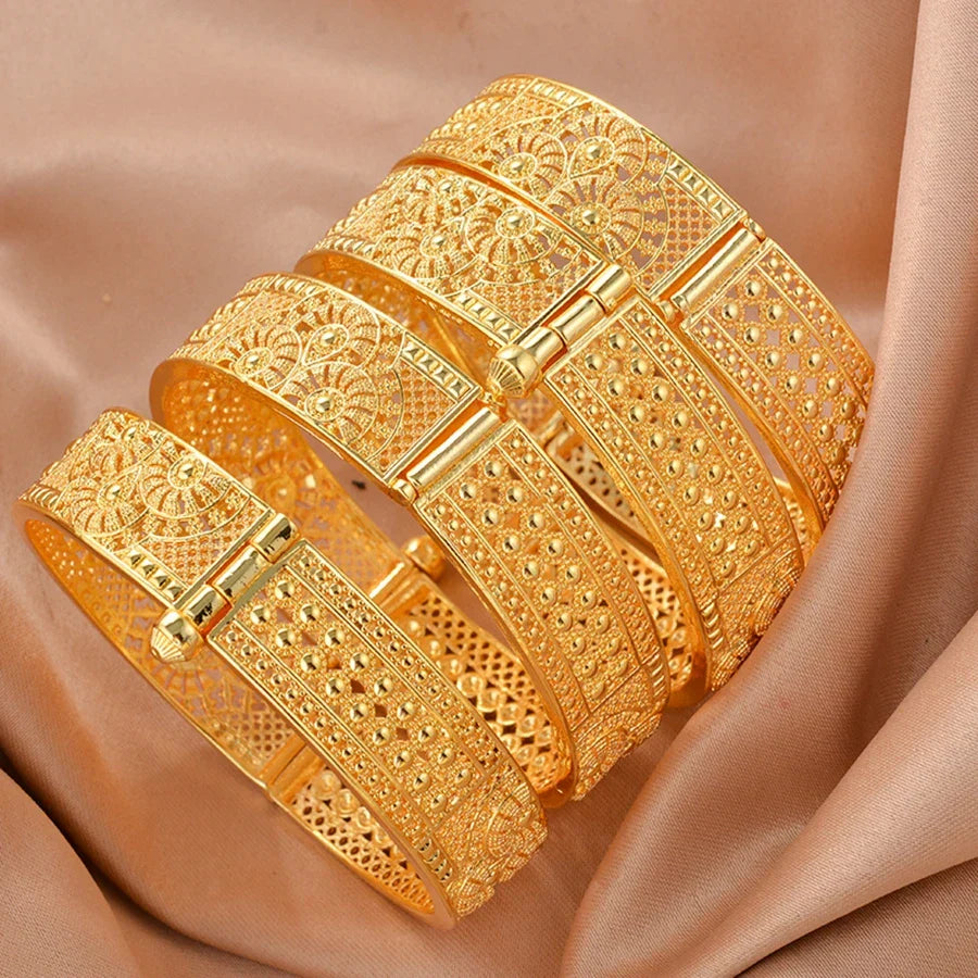 Ethiopian Gold Bangles Womens Wedding Jewelry Set