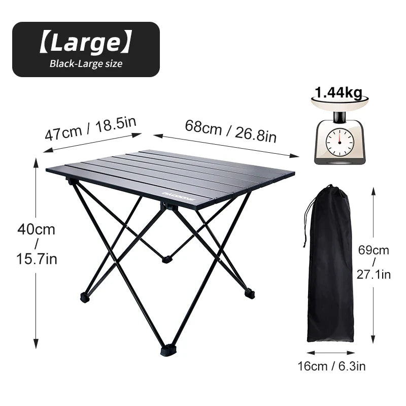 Portable Folding Camping Table Aluminum Black