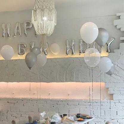 63-Piece Silver White Bride To Be Balloon Set: Bridal Bachelor Party Decorations