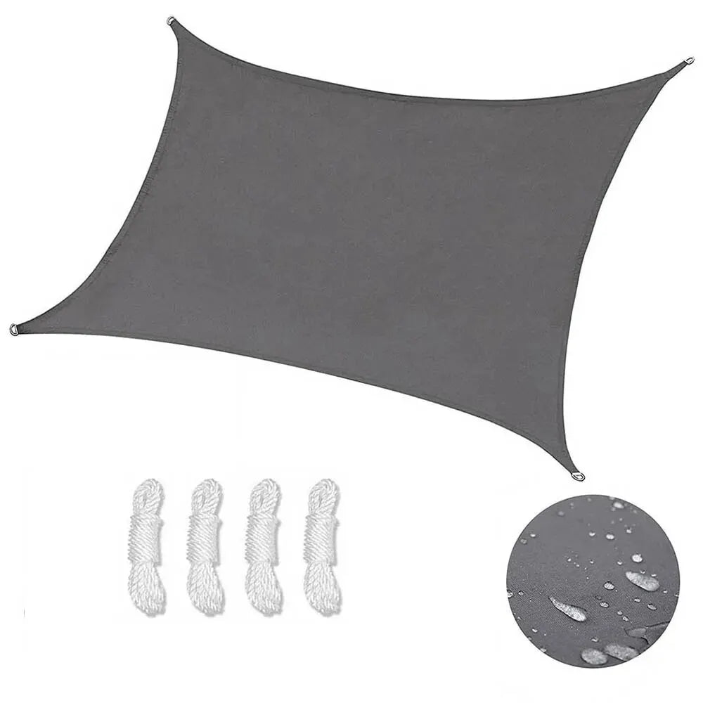 Waterproof Rectangle Sun Shade Sail Oxford Fabric Canopy Dark Gray