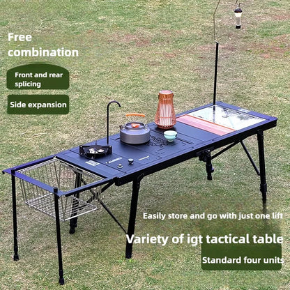 Folding Camping Table Adjustable IGT-Compatible Black