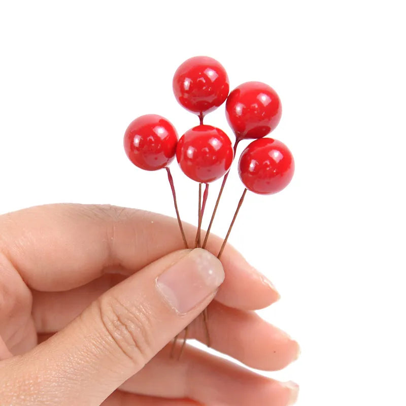 300Pcs Red Pearl Stamens Artificial Flower Berries