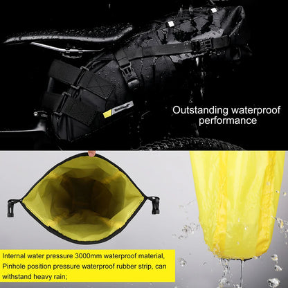 Waterproof 10L Bike Saddle Bag Foldable Rear Pannier Black