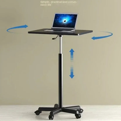 Adjustable Height Movable Laptop Desk with Pulley - Versatile Bedside & Office Table