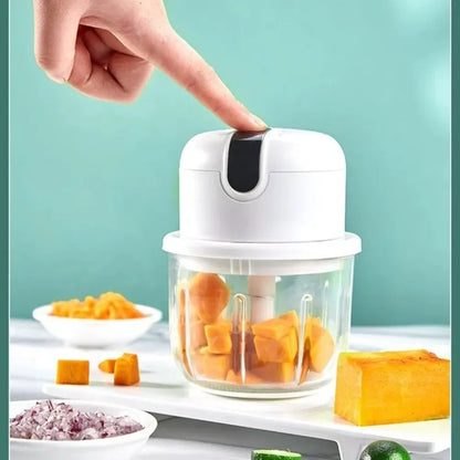 Electric Garlic Masher USB Rechargeable Mini Food Chopper White