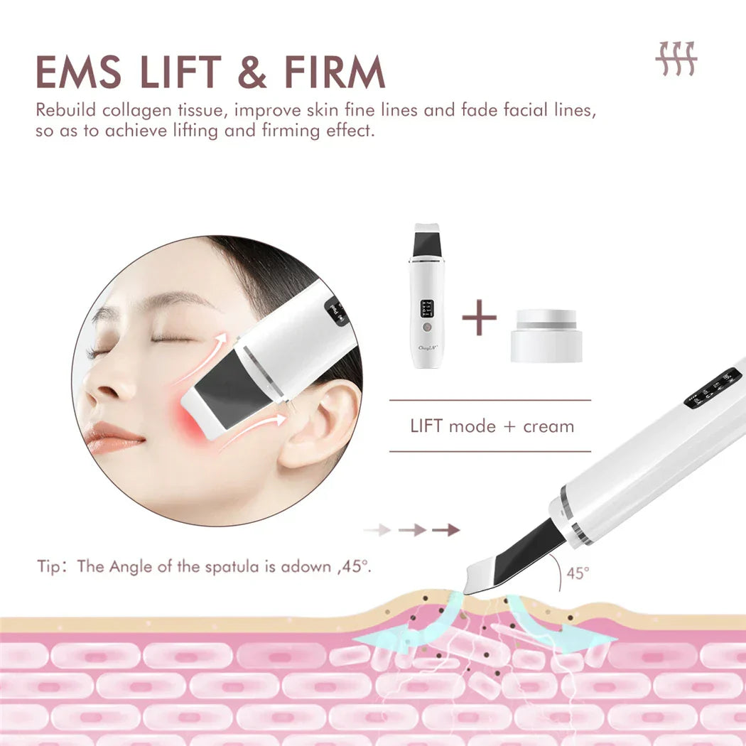 Ultrasonic Skin Scrubber, EMS Massager, LED Light Therapy Beauty - Illuminate, Lift, and Rejuvenate Your Skin