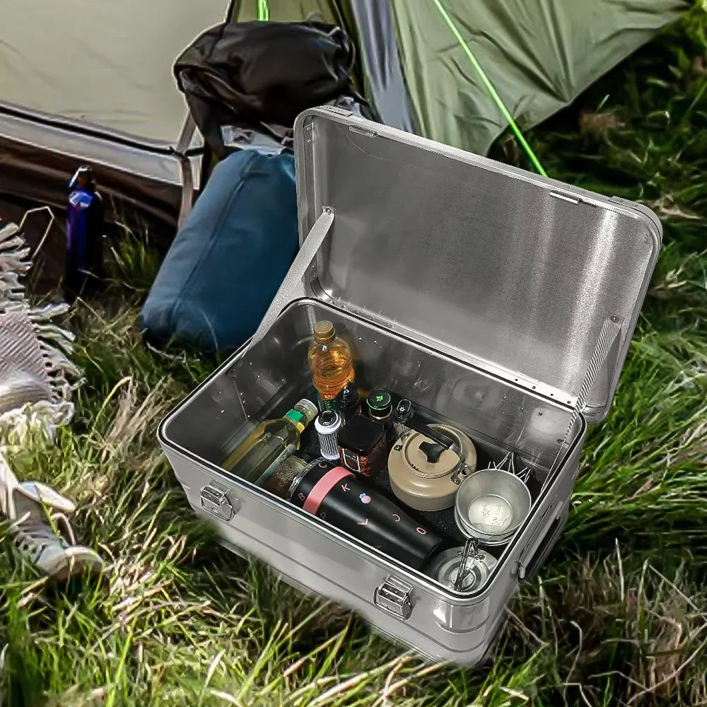 Heavy-Duty Aluminum Alloy Outdoor Storage Box 30L Silver