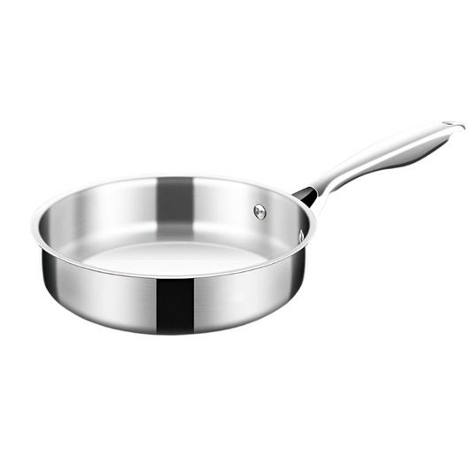 20cm Tri-Ply 304 Stainless Steel Frying Pan Uncoated Silver