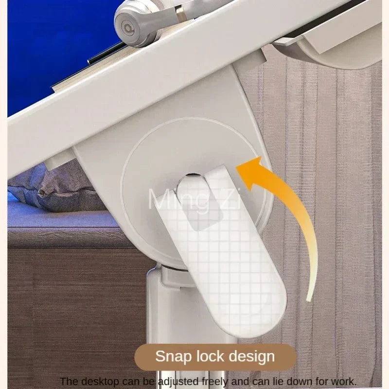 Foldable Laptop Desk with Adjustable Height and Radiator - Grey