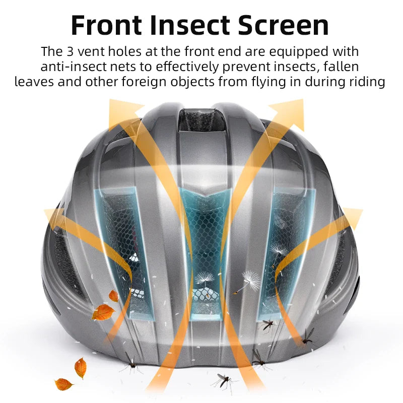 Bicycle Helmet with USB Rechargeable Rear Light Titanium