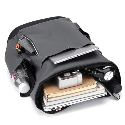 Waterproof PU Leather Laptop Backpack Computer Bag Grey