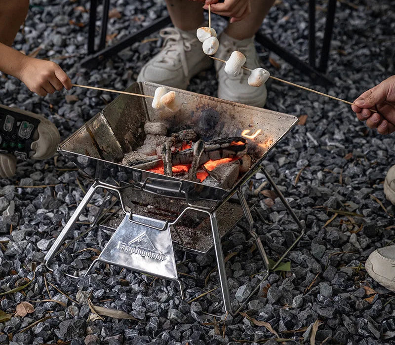 Folding Portable Barbecue Grill Camping Silver