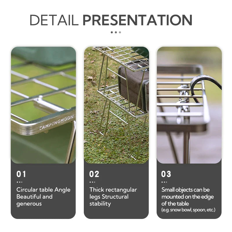 Heavy-Duty Camping BBQ Table Foldable Grill Silver