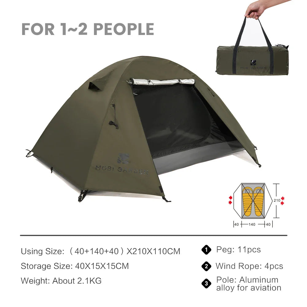 Double-Layer Camping Tent Olive Green
