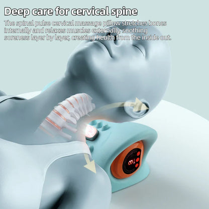 Electric Neck Stretcher Pulse Cervical Traction Pillow EMS Massage Blue