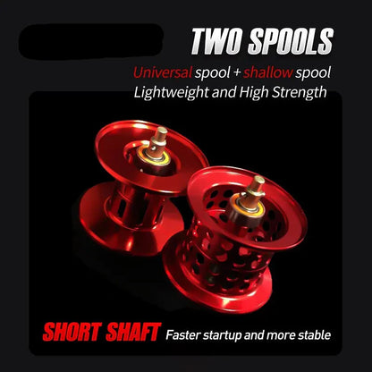 Ultralight Carbon Baitcasting Double Spool Reel Right-Handed Black