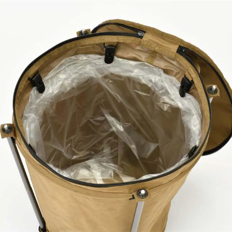 Collapsible 20L Outdoor Camping Trash Bin Waste Container Khaki