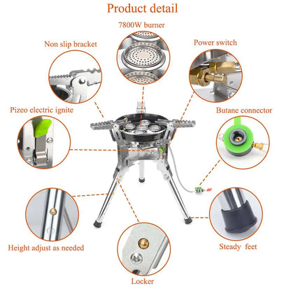Camping Gas Stove 7400W High-Power Silver
