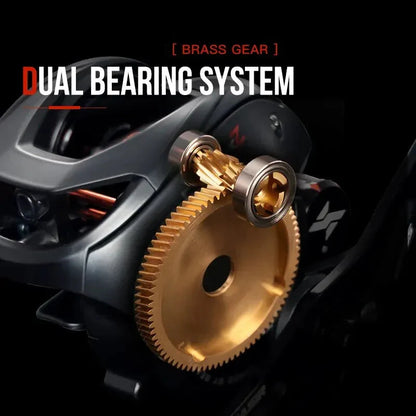 Baitcasting 9KG Drag Reel Dual Bearing System Right Hand Black