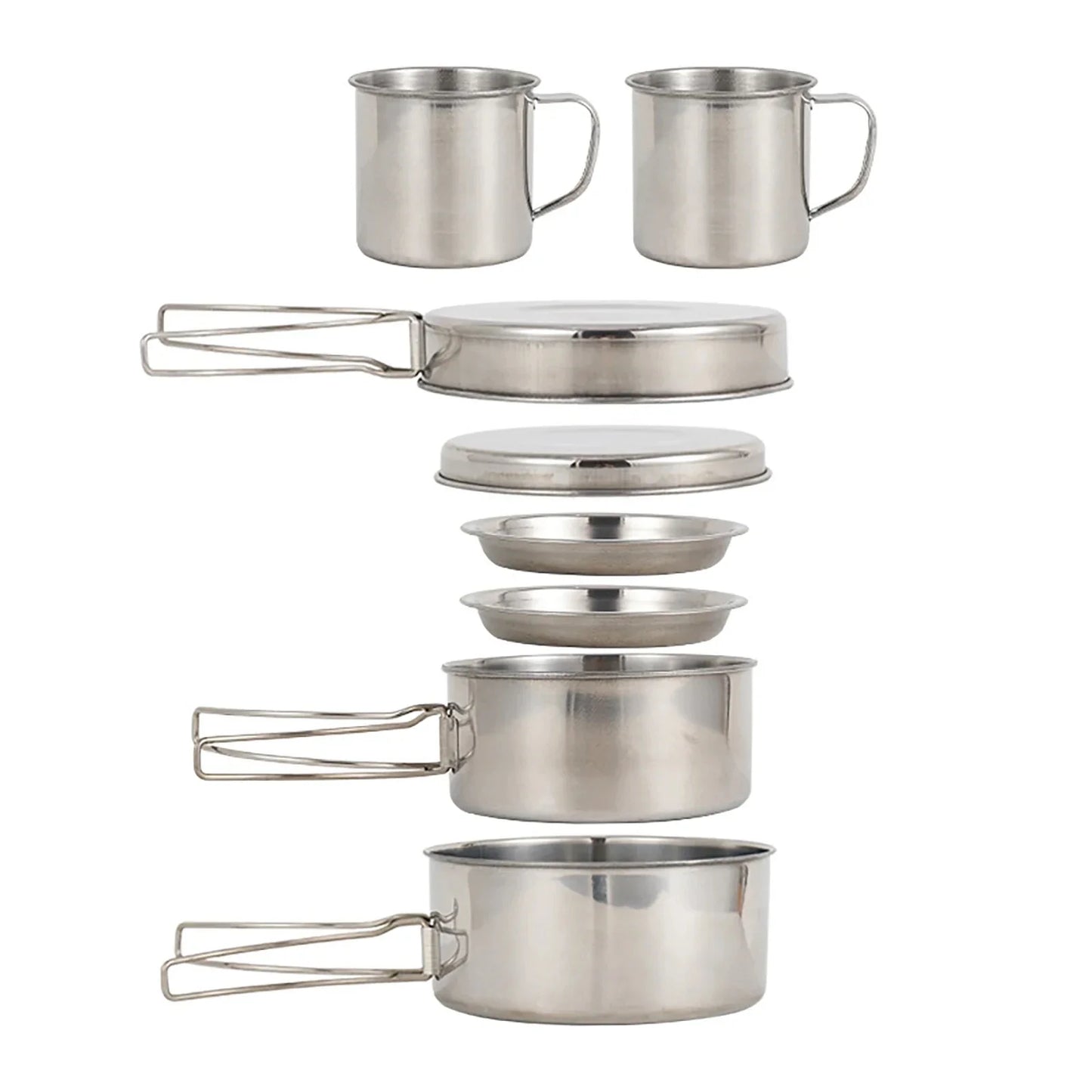 8-Piece Camping Cookware Mess Kit Silver