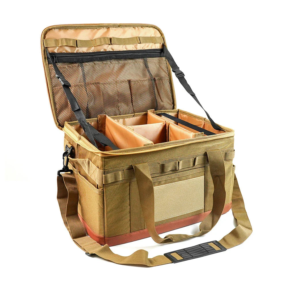 Zipper Camping Storage Bag Anti-Crash Organizer Khaki