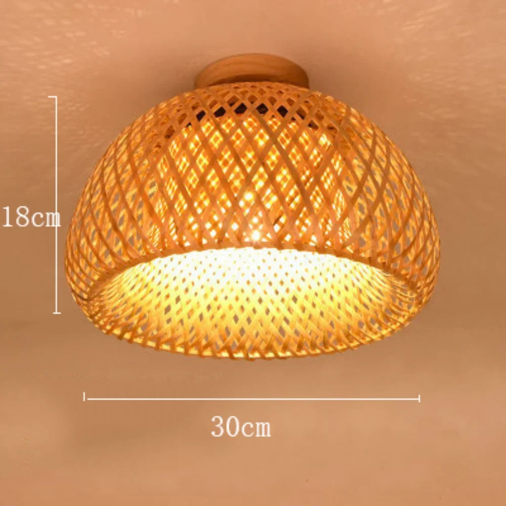 Handmade Boho Bamboo Wicker Ceiling Light Brown