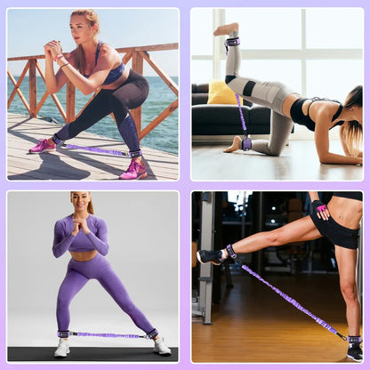 Leg & Glute Ankle Resistance Bands with Cuffs - 60LB Set of 3