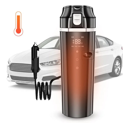 Smart Car Heating Mug with Digital LCD Display 500ML Stainless Steel Black