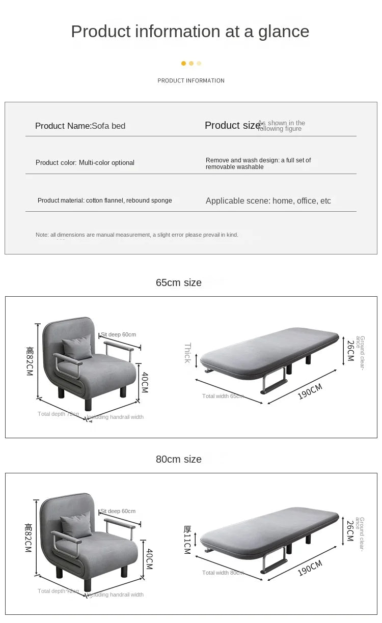 Simple Fabric Folding Sofa & Bed Dual Purpose