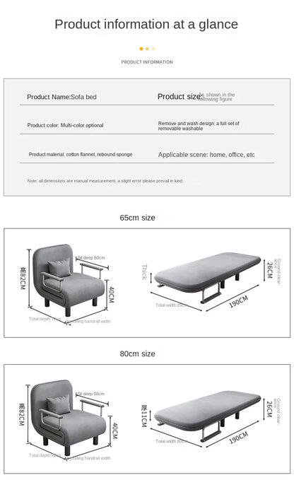 Simple Fabric Folding Sofa & Bed Dual Purpose