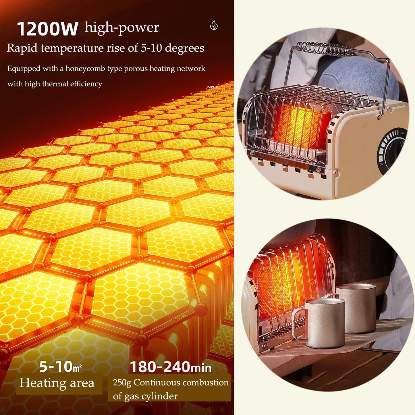 1200W Multifunction Camping Gas Burner Stove Grey