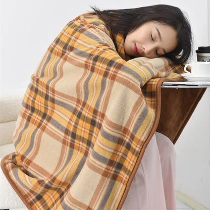 Wearable Plaid Fleece Blanket Shawl