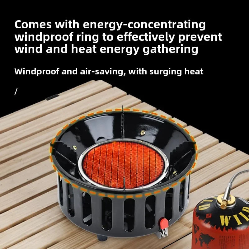 7-Core Camping Infrared Gas Stove Black