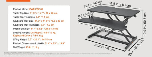 X-Frame Double-Layer Standing Desk Converter - Height Adjustable Sit-to-Stand Desk