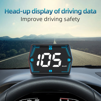 Car Head Up Display GPS Speed Display with Alarm Light Sensor Black